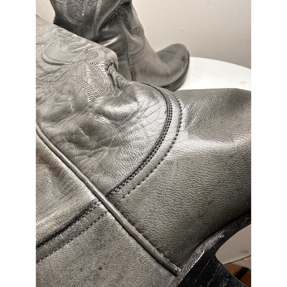 Lucchese Vtg 90s Mens Ranch Hand Western Boots 8.5 D Anthracite Gray Leather USA - Picture 8 of 16